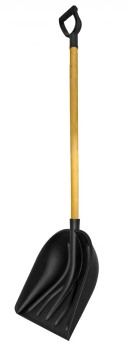Лопата для снега "Купец" с ал.планкой, с дер.черенком. 1сорт и V-обр. ручкой - изображение 1
