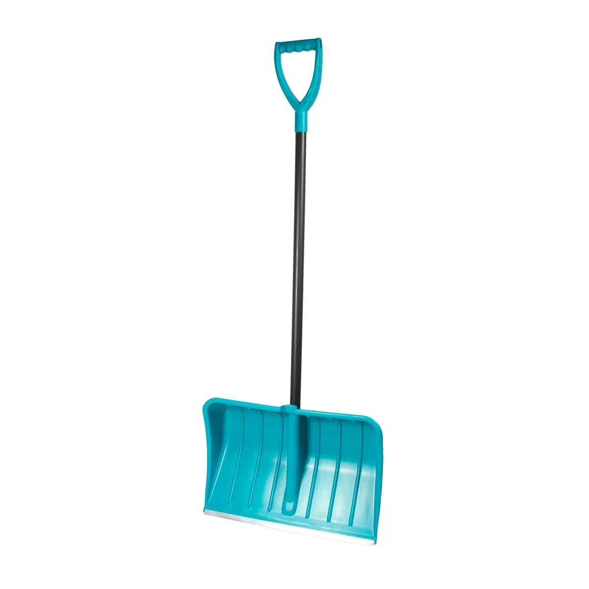 Лопата для снега "Зима №9 - ПРОФИ" (ковш бирюзовая первичка с алюм.планкой, черный мет.черенок в ПВХ оплетке, бирюзовая ручка Элита )