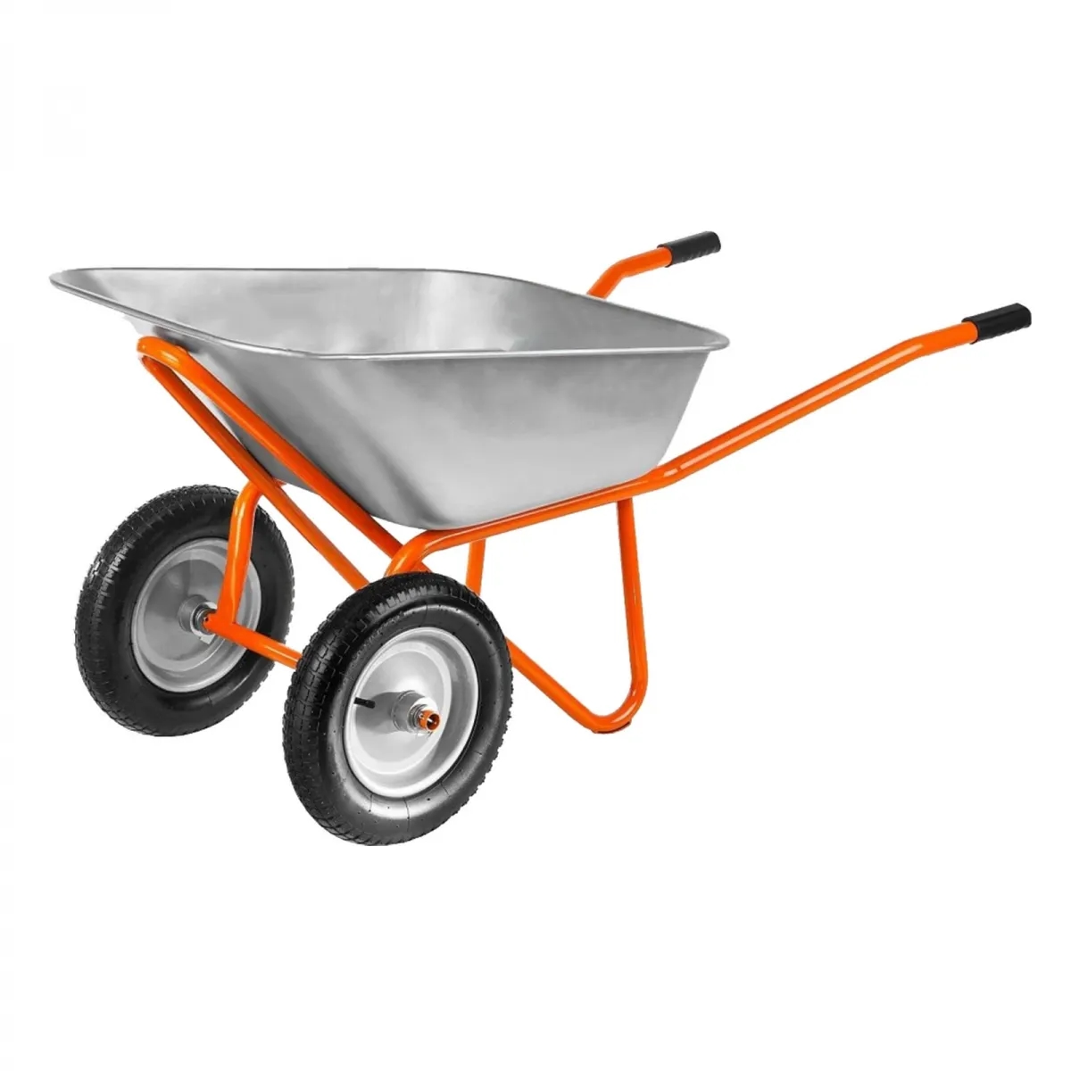 Тачка строительная оцинкованная 2-х колесная , пневмоколесо, 120 л., 250 кг,кузов 0,8 мм