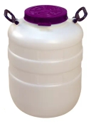 Бочка 50 л. Дачная круглая белая (усиленные ручки,V=52л, диаметр горла внешний  - 220мм, внутренний - 195мм) пищевая  - изображение 1