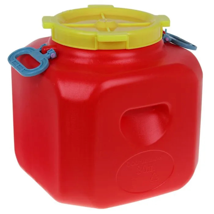 Бочка 30 л. Дачная квадратная цветная (усиленные ручки,V=34л, диаметр горла внешний  - 220мм, внутренний - 195мм) пищевая