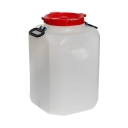 Бочка 50 л. Дачная квадратная белая (усиленные ручки,V=54,2л, диаметр горла внешний  - 220мм, внутренний - 195мм) пищевая - изображение 1