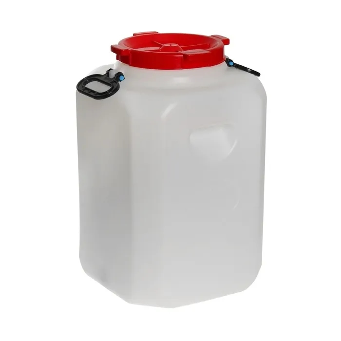 Бочка 50 л. Дачная квадратная белая (усиленные ручки,V=54,2л, диаметр горла внешний  - 220мм, внутренний - 195мм) пищевая