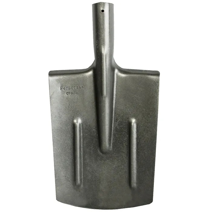 Лопата штыковая прямоугольная с ребрами жесткости, Рельсовая сталь с черенком