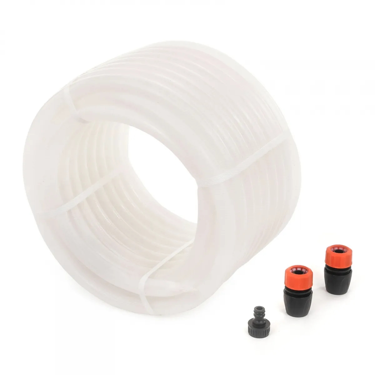 Шланг поливочный Жук Люкс 3/4" 3-х слойный прозрачный, арм. 25м. (2 коннектора 3/4 и адаптер 3/4 в комплекте)