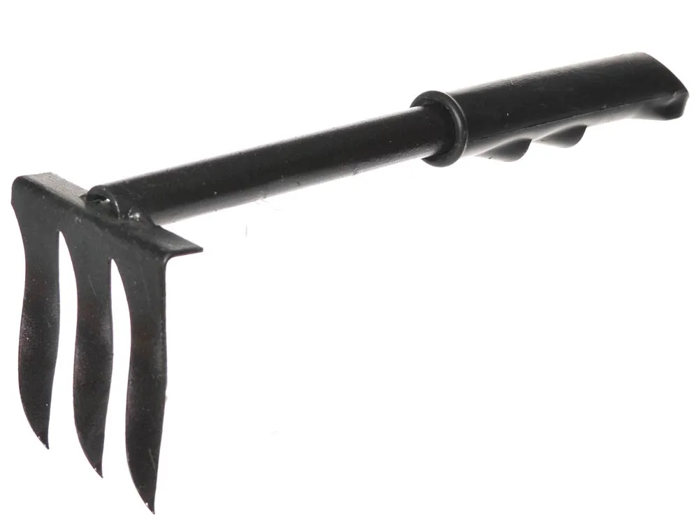 Грабли 3-х зубые прямые, 2,5мм "ПРОФИ" металлическим черенком и пластиковой ручкой ГП-3