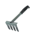 Грабли 4-х зубые прямые, 2,5мм "ПРОФИ" металлическим черенком и пластиковой ручкой ГП-4 - изображение 1