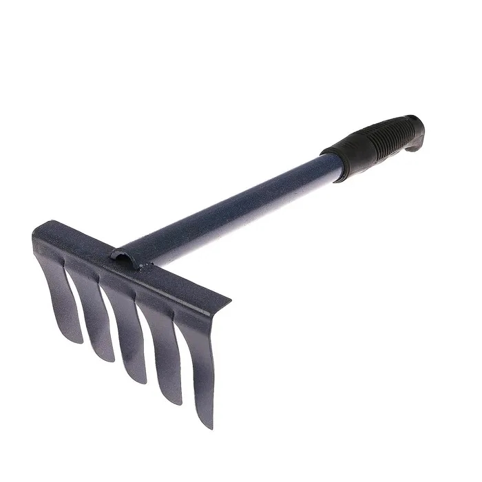 Грабли 5-ти зубые прямые, 2,5мм "ПРОФИ" металлическим черенком и пластиковой ручкой ГП-5