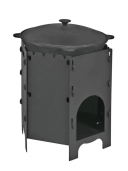 Печка разборная 3 в 1  (мангал, печь под казан, варочная плита) толщина металла 3,0мм, диаметр под казан 26см, высота 450мм, ширина 430мм, окрашена термостойкой эмалью до 1000 градусов - изображение 1