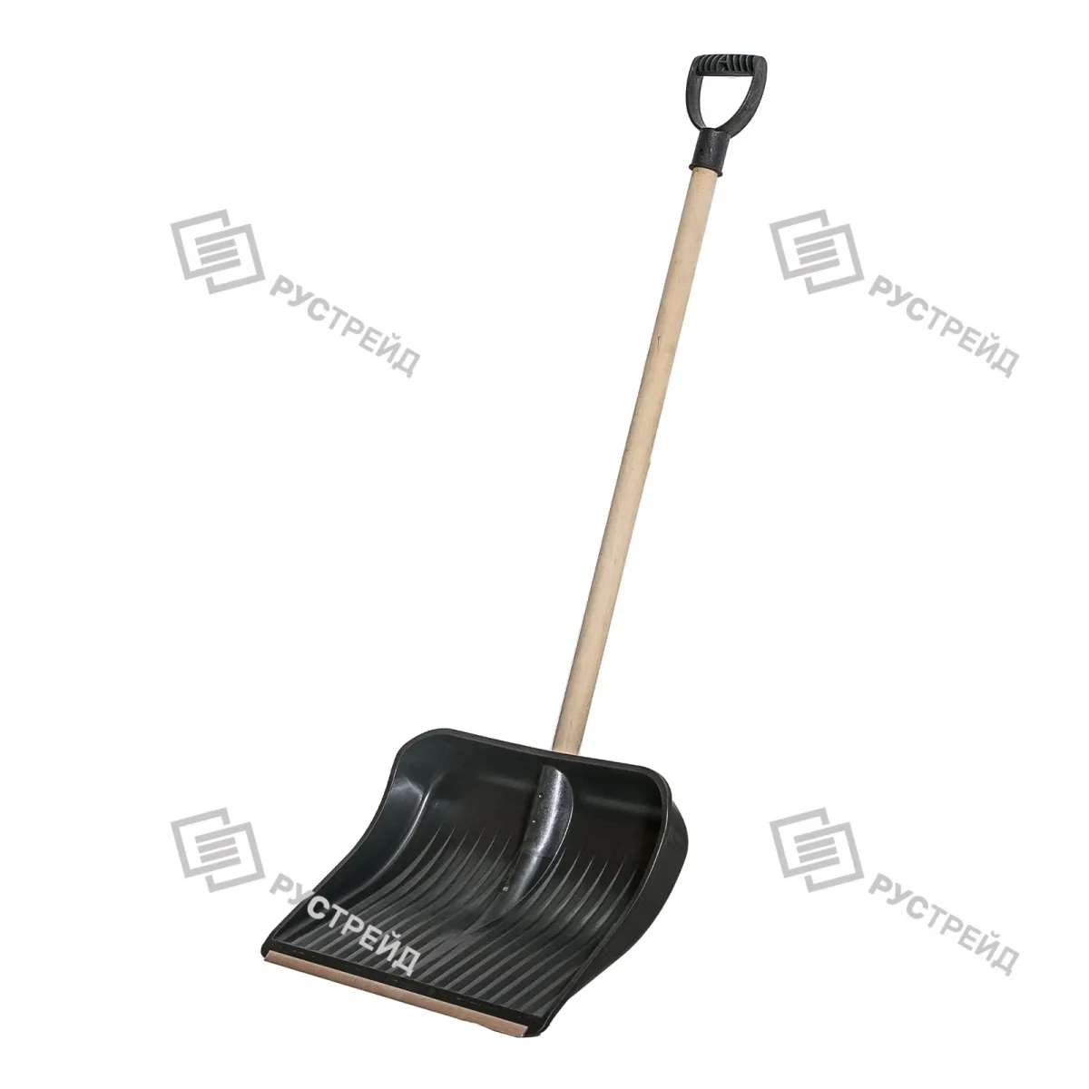Лопата для снега "Зима" №8 с ал.планкой d-32 с дер.черенком 1сорт и V-образной ручкой - изображение 1