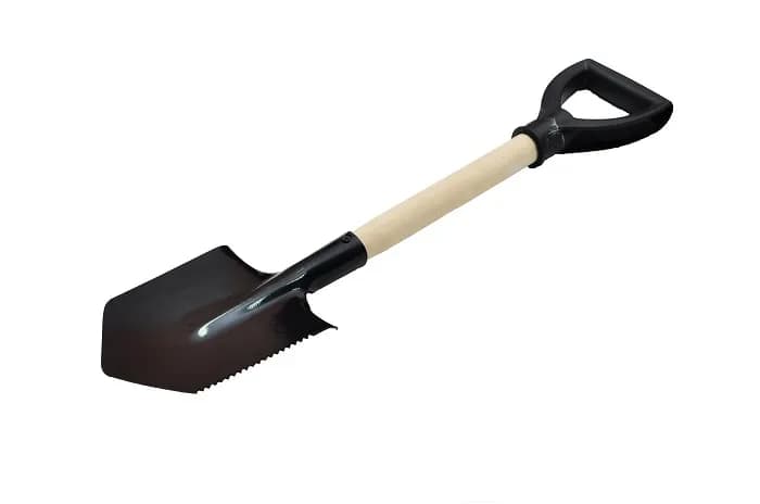 Лопатка туристическая с зубчиками с черенком и V ручкой