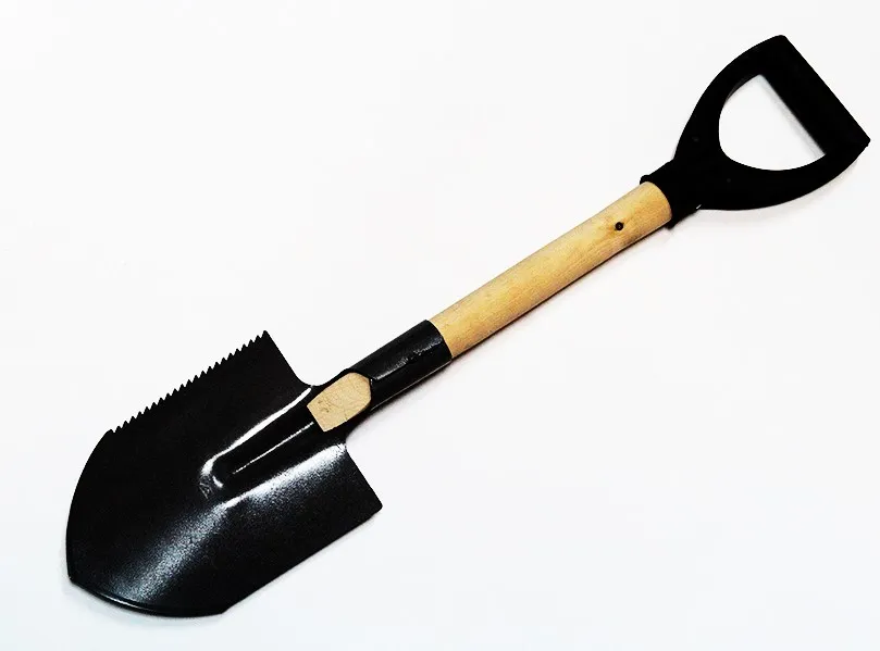 Лопатка туристическая с зубчиками нержавеющая сталь.(1,5мм.) с черенком и 
V- обр. ручкой