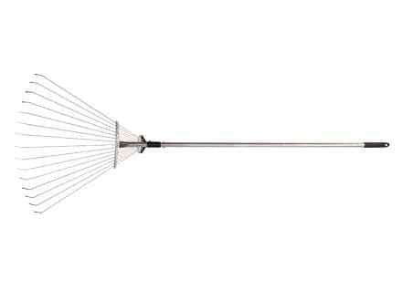 Грабли веерные проволочные раздвижные  оцинкованные 15 зубые с металлическим черенком и металлическим фиксатором