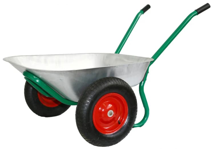 Тачка садовая оцинкованная 2-х колесная, пневмоколесо, 65 л., 90 кг, кузов 0,6 мм