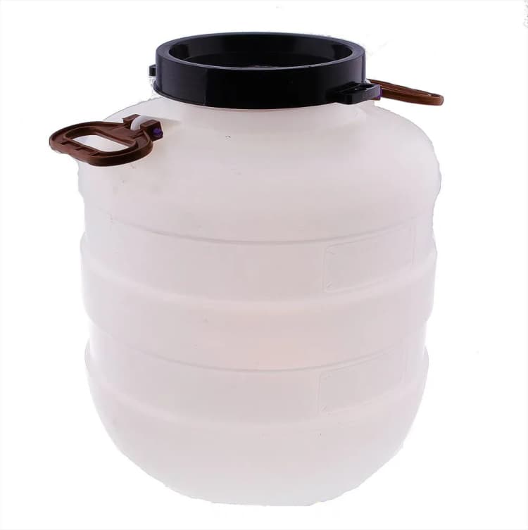 Бочка 30 л. Дачная круглая белая (усиленные ручки,V=32,7л, диаметр горла внешний  - 220мм , внутренний - 195мм) пищевая