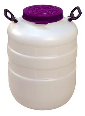 Бочка 40 л. Дачная круглая белая (усиленные ручки,V=42,4л, диаметр горла внешний  - 220мм, внутренний - 195мм) пищевая