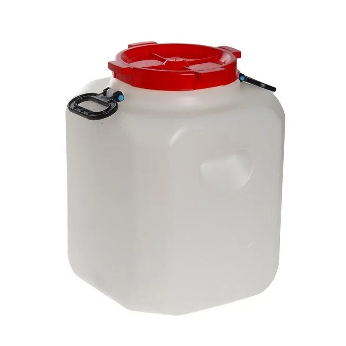 Бочка 40 л. Дачная квадратная белая (усиленные ручки,V=44,2л, диаметр горла внешний  - 220мм, внутренний - 195мм) пищевая АКЦИЯ - изображение 1