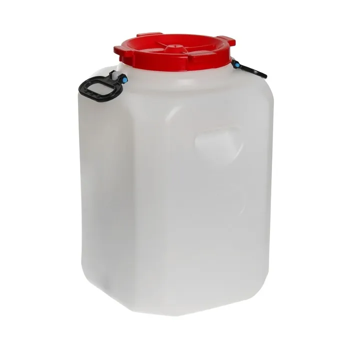 Бочка 50 л. Дачная квадратная белая (усиленные ручки,V=54,2л, диаметр горла внешний  - 220мм, внутренний - 195мм) пищевая АКЦИЯ