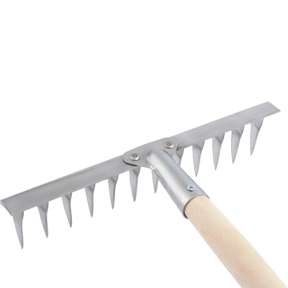 Грабли нержавеющая сталь 12-ти зубые витые, с черенком ГВ-12