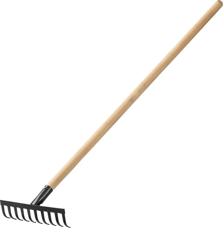 Грабли 10-ти зубые прямые, порошковая окраска, 2,5мм,. с черенком ГП-10