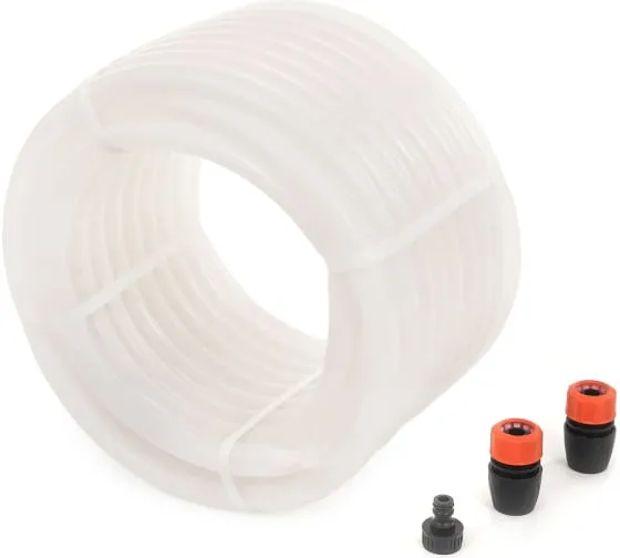 Шланг поливочный Жук Люкс 1/2" 3-х слойный прозрачный, арм. 25м.  (2 коннектора 1/2 и адаптер 1/2 в комплекте) НОВИНКА!!!