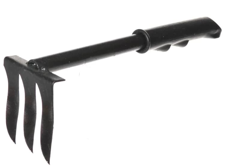 Грабли 3-х зубые прямые, 2,5мм "ПРОФИ" металлическим черенком и пластиковой ручкой ГП-3