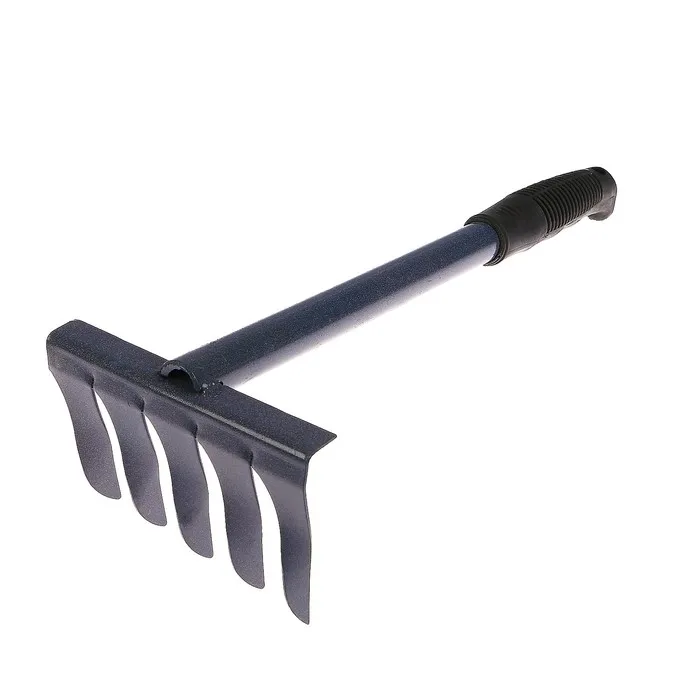 Грабли 5-ти зубые прямые, 2,5мм "ПРОФИ" металлическим черенком и пластиковой ручкой ГП-5