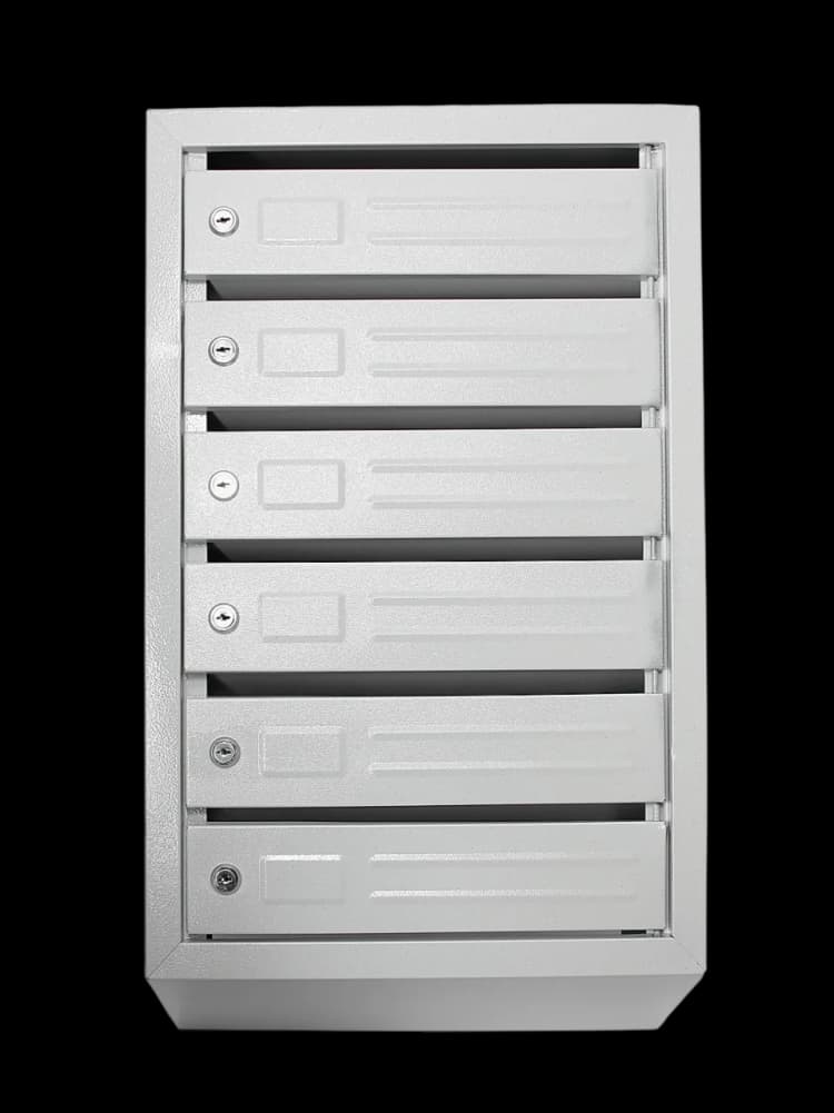 Ящик почтовый 6-ти секционный металлический                                                         (порошковая окраска) 680*385*190мм. Вес - 6,5кг. Упаковка: пузырчатая пленка.