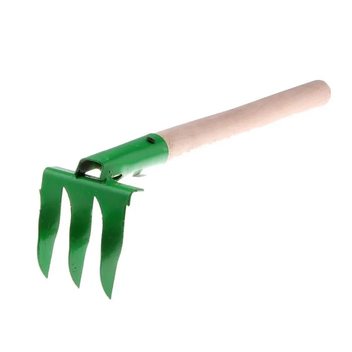 Грабли 3-х зубые витые, 2мм, порошковая окраска с черенком ГВ-3