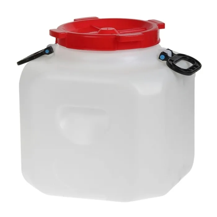 Бочка 30 л. Дачная квадратная белая (усиленные ручки,V=34л, диаметр горла внешний - 220мм, внутренний - 195мм) пищевая